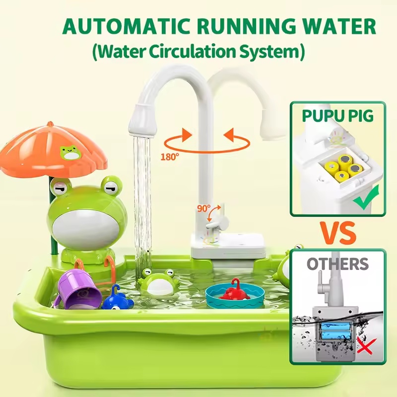 新しい子供用キッチンシンク電動食器洗い機、水が流れるおもちゃ - Kitchen Appliances Toys のレビューと価格